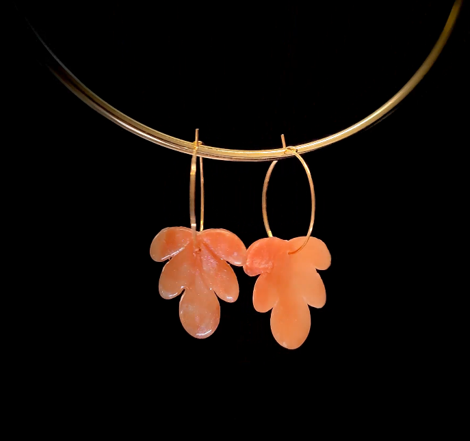 Handmade Autumn inspired leaf shape polymer clay earrings