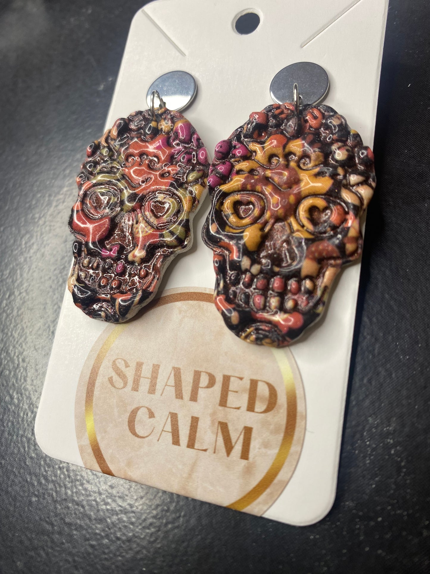 Halloween Skull polymer clay earrings