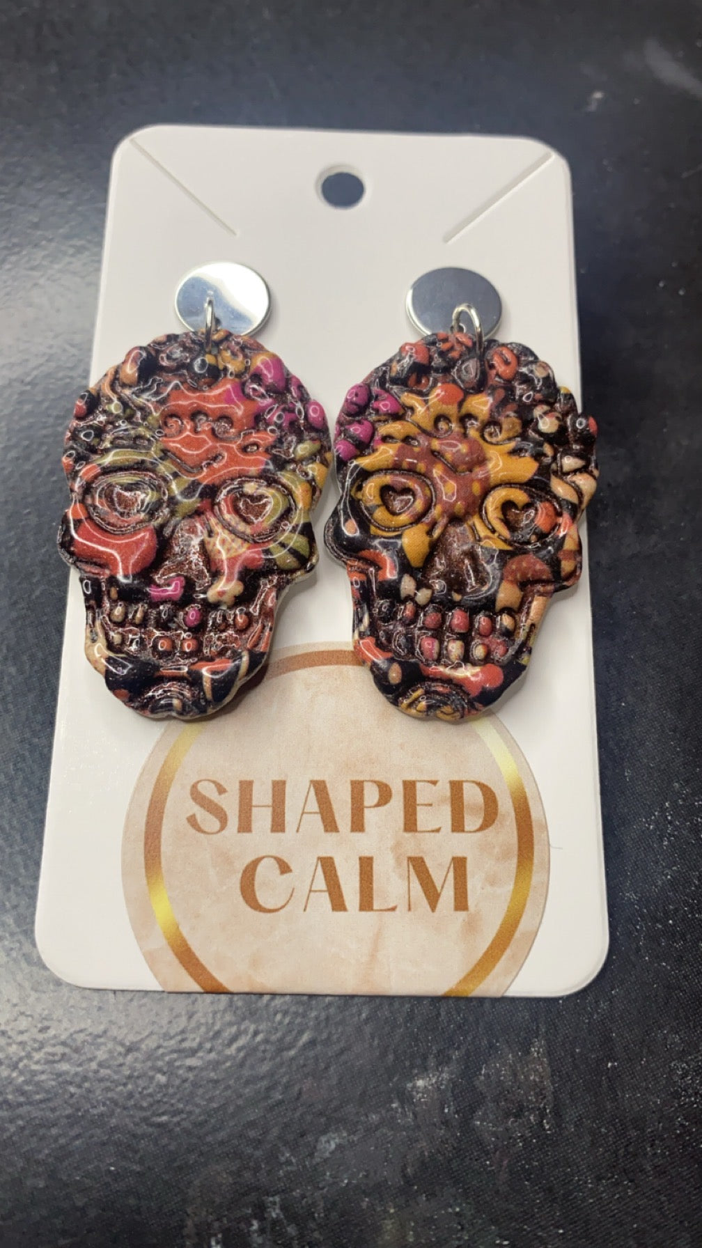 Halloween Skull polymer clay earrings